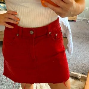 Brandy Melville Red Denim Skirt Worn Once